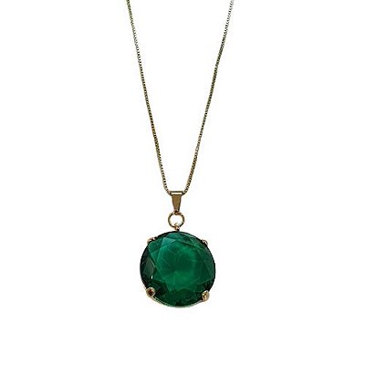 COLAR  ZIIRCONIA REDONDA VERDE ESMERALDA