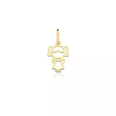 Pingente De Ouro 18k Menina De 12mm