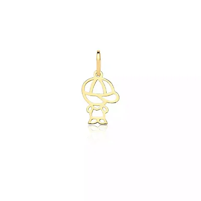 Pingente De Ouro 18k Menino Com Boné De 12mm