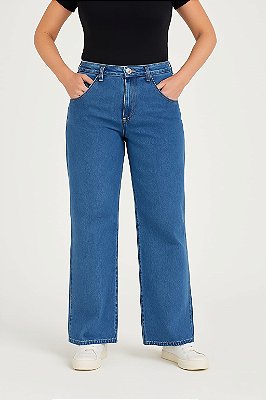 CALÇA JEANS WIDE LEG LAVAGEM MEDIA