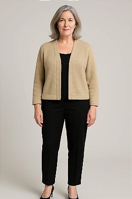 CARDIGAN TRICO COM BRILHO COR NUDE