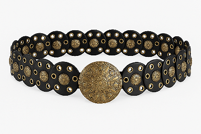 CINTO COURO SINTETICO BOHO MEDIO PRETO