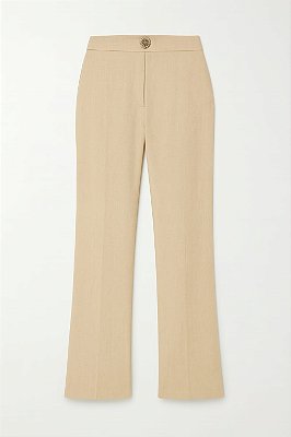 CALÇA RETA LINHO BOLSO FACA BOTÃO COM STRASS