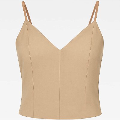 BLUSA CORSET DECOTE V ALCINHA AJUSTAVEL E ZIPER NAS COSTAS LINHO