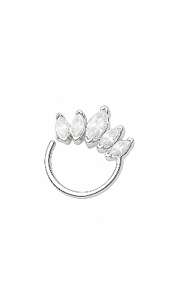 PIERCING PRATA 925 ORELHA ARGOLINHA COROA COM ZIRCONIAS BAGUETE