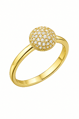 ANEL SOLITARIO BOLA INTEIRA CRAVEJADA DE MICRO ZIRCONIAS COM TELINHA QUADRICULADA VAZADA COBRINDO EM BANHO DE OURO