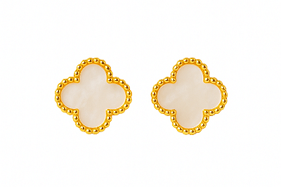 BRINCO PEQUENO FIXO PINO INSPIRAÇAO VAN CLEEF TREVO MADREPEROLA