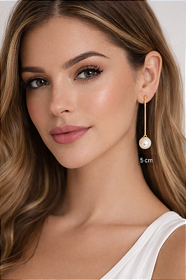 BRINCO PALITO COM PEROLA BRANCA NA PONTA BANHO OURO 18K