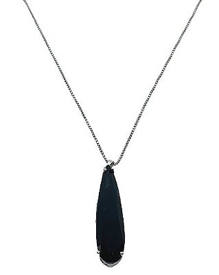 COLAR CHOCKER BRANCO COM PINGENTE GOTA PEDRA FUSION PRETA