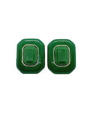 BRINCO BOTAO QUADRADO ESMALTADO VERDE