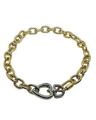 CHOCKER CORRENTE ELOS FECHO MOSQUETAO CORAÇÃO