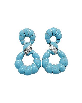 BRINCO AZUL ESMALTADO COM MICRO ZIRCONIAS NO CENTRO
