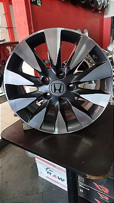 Jogo Roda Honda Civic 16x6, Aro 45, Of set 5x114, Furacão Grafite brilhante diamante Semi nova