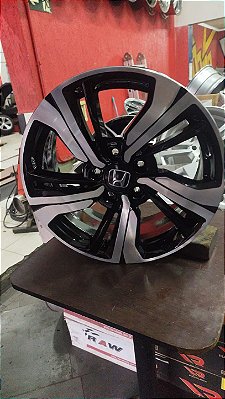 Jogo roda Honda New Civic, 17x7, 45 5x114 , Preta brilhante diamantada e Semi nova