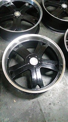 Jogo de Rodas Vlack Rino Hard Alloy 5x112, 24x9.5, ET20 Preta Brilhante Semi Nova