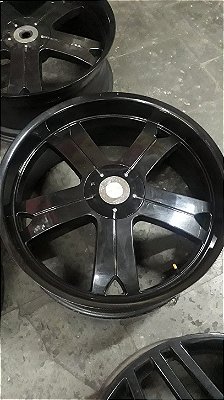 Jogo de Rodas Vlack Rino Hard Alloy, 6x139, 6x189, 24x9.5, 20, Preta Brilhante e Semi nova