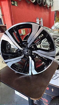 Jogo roda Honda New Civic Aro 17 5x114 Preta brilhante diamantada Seminova