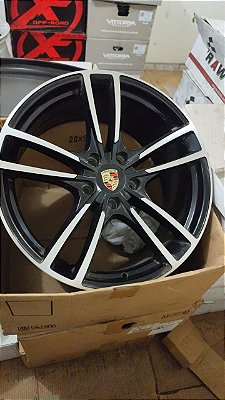 Jogo roda porche Cayenne Aro 20 5x130 Preta brilhante diamantada Novas
