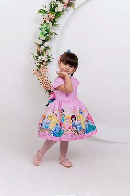 Vestido Infantil Temático Neoprene Princesa Sofia Rosa 1 ano
