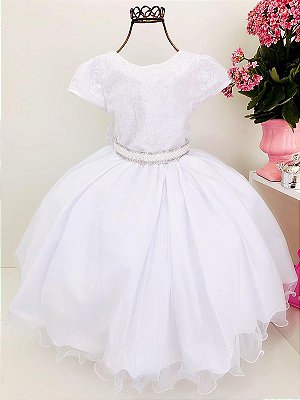 Vestido Infantil de Festa Rose com Branco Luxo Realeza Princesa Menina  Batizado