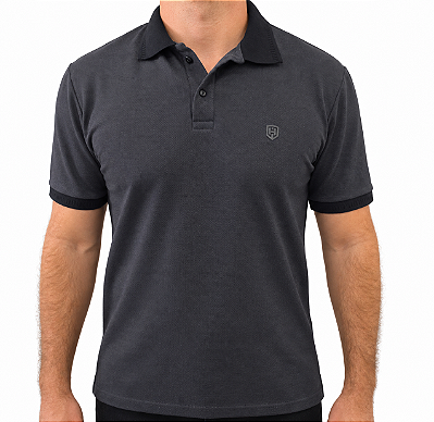CAMISA POLO MESCLA PRETA ELASTANO - HEROS