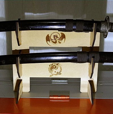 Suporte Duplo Espadas Samurai Katana Wakizashi Tanto