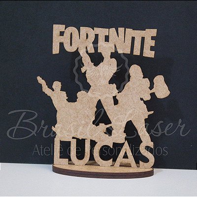 topo de bolo fortnite tamanho com 20cm maior lado da peca cor - cores festa fortnite