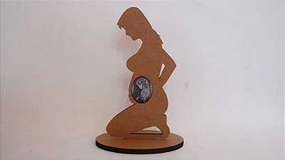 Silhueta Mamãe Grávida com Foto de Ultrassonografia do Bebê