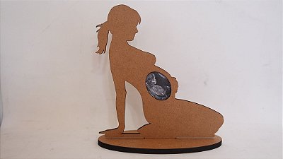 Silhueta Mamãe Grávida com Foto de Ultrassonografia do Bebê - Altura : 15cm