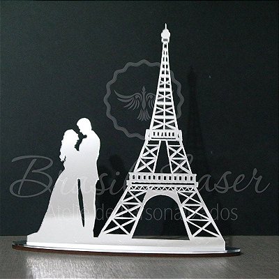Topo De Bolo Torre Eiffel Paris - Tamanho 20cm (maior lado da peça) - Cor à Escolher