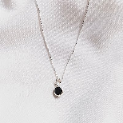 Colar Ponto de Luz Preto Prata 925