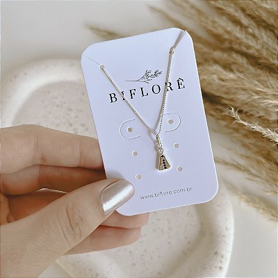Colar Nossa Senhora Aparecida Detalhe Cravejado Azul - Prata 925