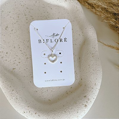 Colar Coração Vazado Cravejado – Prata 925