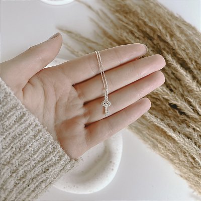 Colar Chave Cravejada - Prata 925