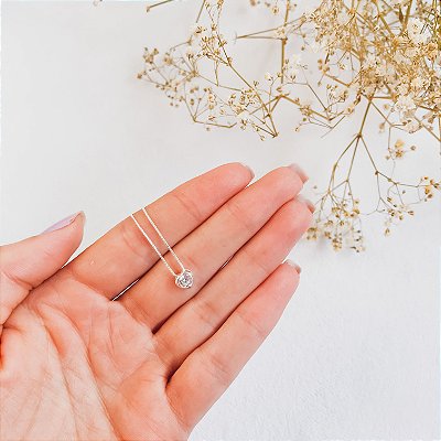 Colar Coração Passante Zircônia Prata 925