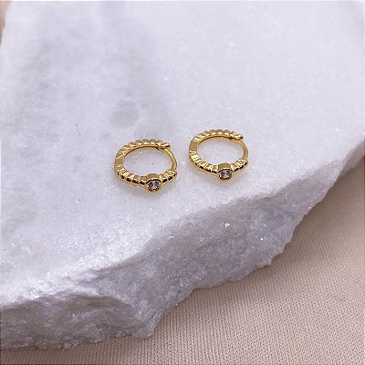 Argola Ponto de Luz Banhada em Ouro 12mm