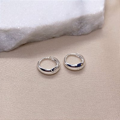 Argola Lisa 1º Furo 16mm Banhada em Prata