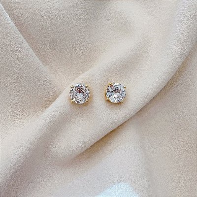 Brinco Maxi Ponto de Luz 10mm Banhado em Ouro 18k