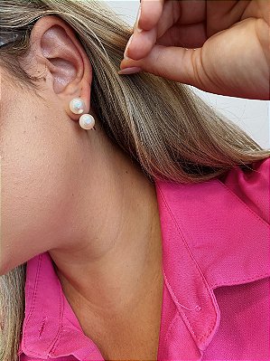 Brinco Duo Pérola Banhado em Ouro 18k