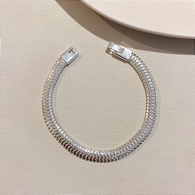Pulseira Malha Serpente 6mm Banhada em Prata