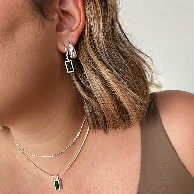 Argola Gota Zirconia Colors Espelhada Banhado em Prata
