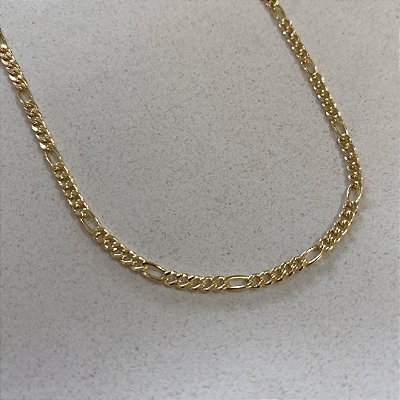 Corrente Pisatrini 5x1 2mm 60cm Banhado em Ouro