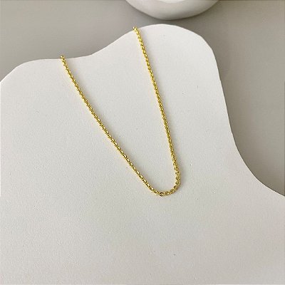 Corrente Cadeado 45cm 2mm Banhado em Ouro