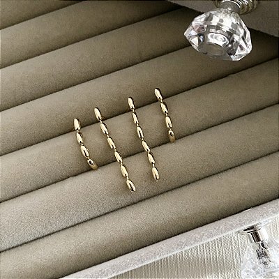 Kit Brincos Minimalista Espelhado Gominhos Banhado em Ouro