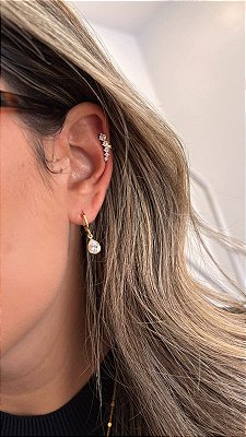 Argola com Gota de Zircônia Banhada em Ouro