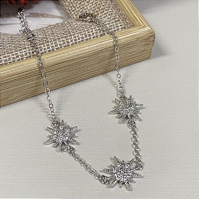 Pulseira Star Cravejada Zircônia Banhada Ródio