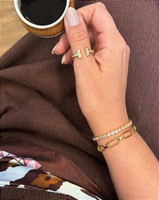 Pulseira Riviera 3mm Banhada em Ouro