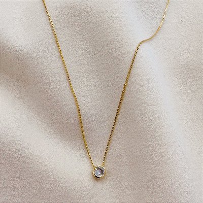 Colar Classico Ponto de Luz 6.5mm Brilhante Banho Ouro