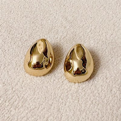 Brinco Martelado Gota Facetada Banhado Ouro