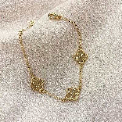 Pulseira 3 Trevos Diamantados Alhambra Banhado em Ouro